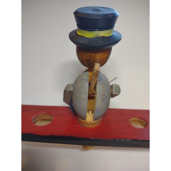 ANRI Phone Call Man Bottle Stopper Wood Carved Puppet Barware Vintage Mechanical - Picture 4 of 8